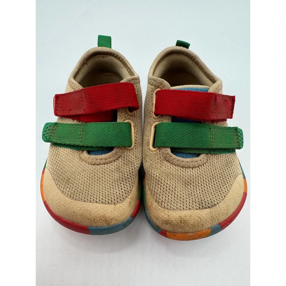 WHITIN Kids Barefoot Shoes US 9.5 Size 26 Beige Multicolor Double Strap Sneakers